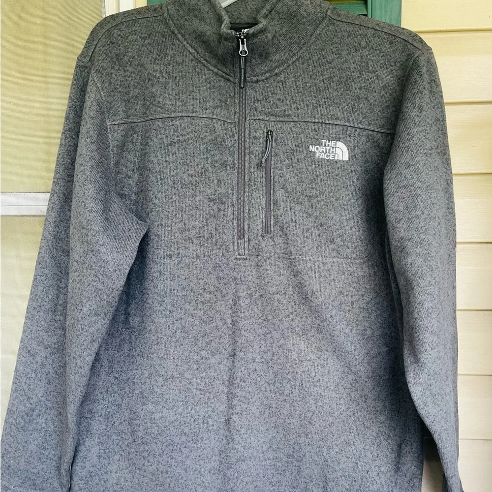 The North Face Grey Full Zip Mock Neck Winter Fleece Hiking Jacket Mens